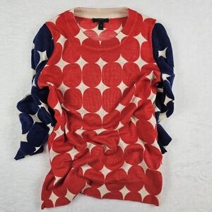 J.Crew Merino Wool Sweater M Red White Blue 4th Celebration Work Office